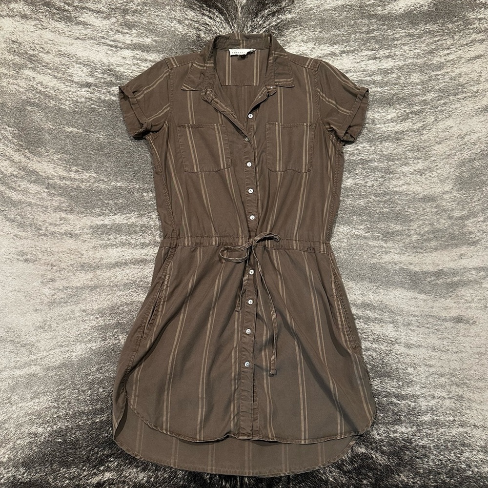 Lovestitch Olive Button-Up Mini Dress